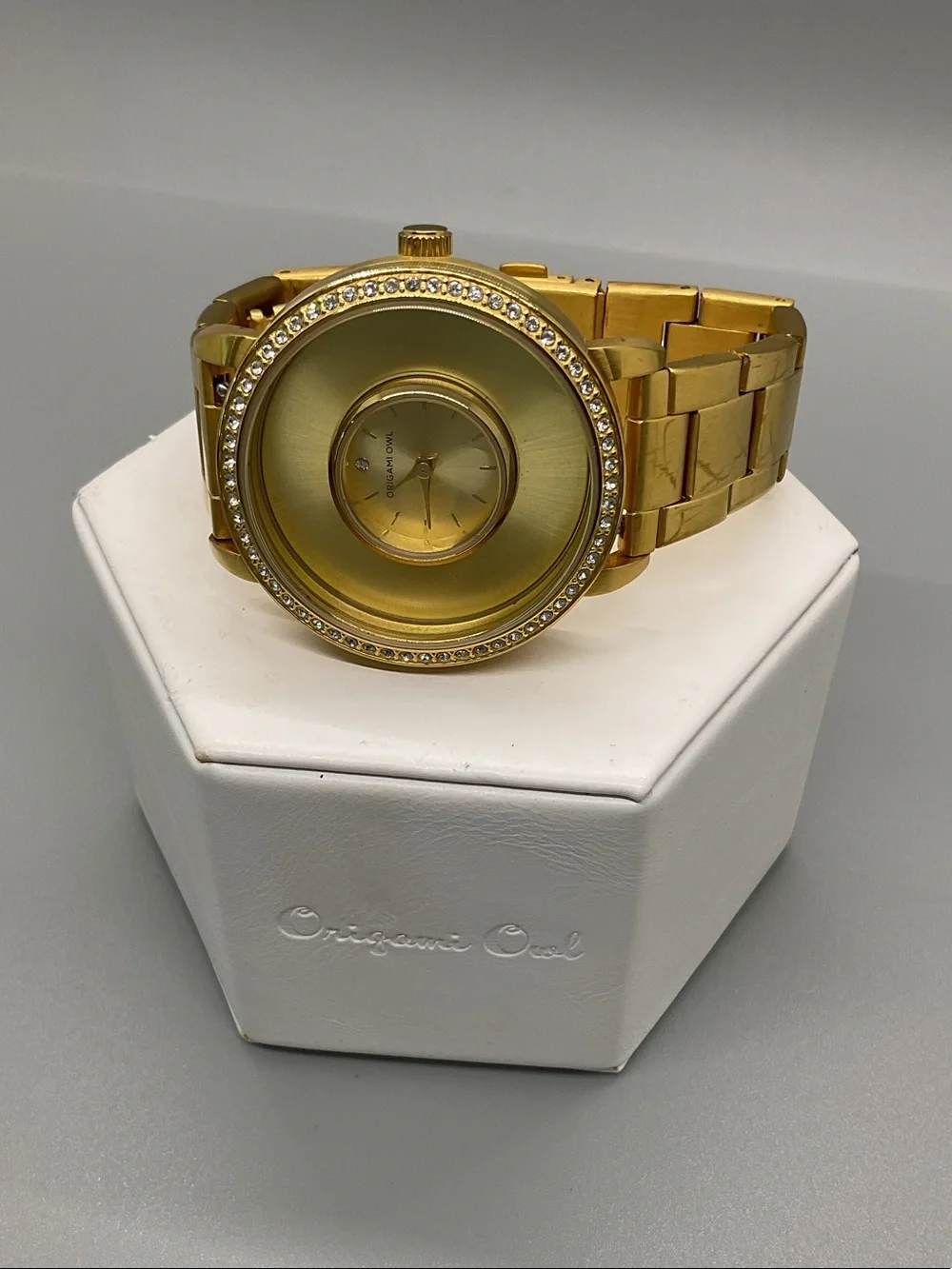 Origami Owl Gold Crystal-Accent Women's Bracelet Watch